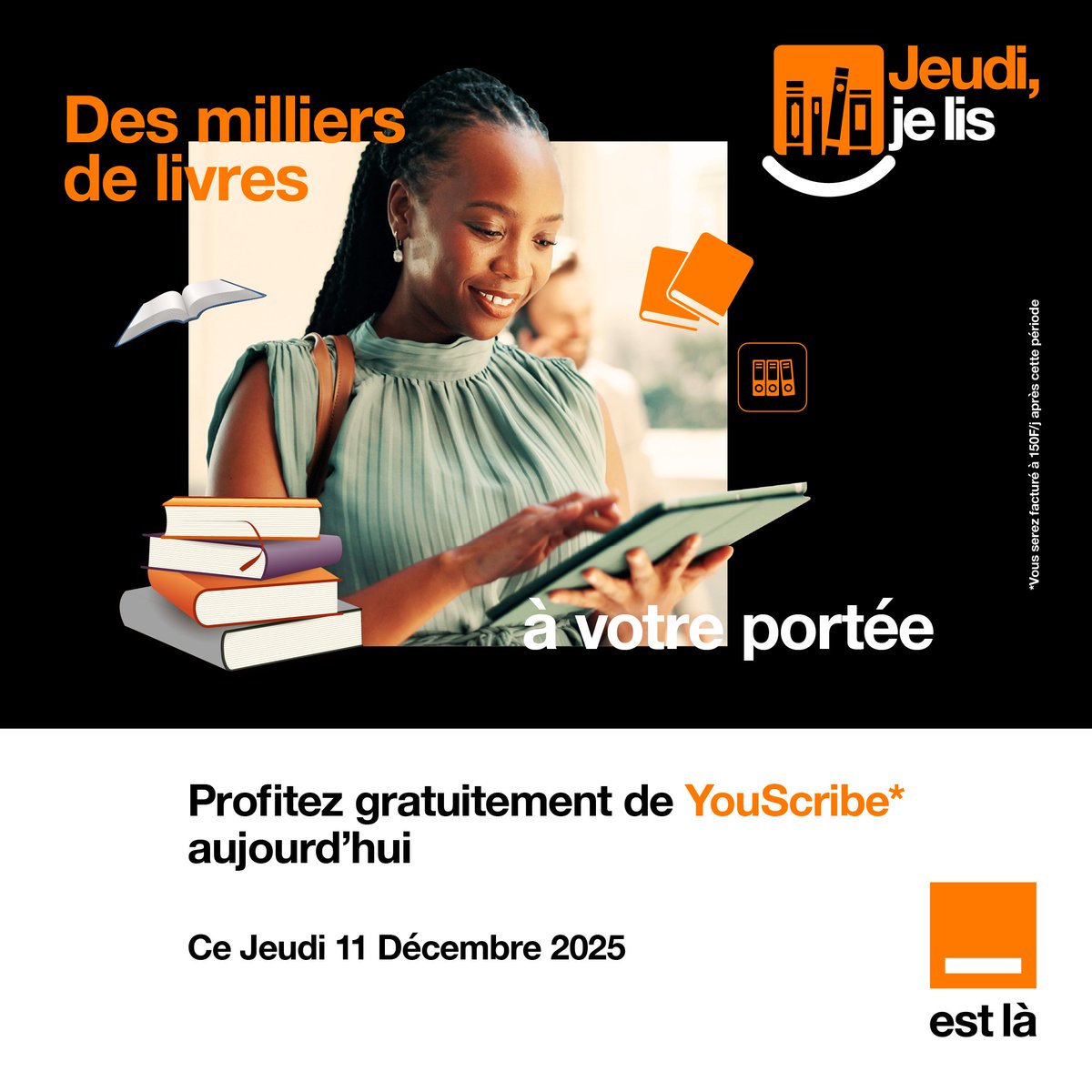 Orange_Mali's tweet photo. 📚✨ Un jeudi, une nouvelle vibe !
Romans, BD, livres éducatifs… tout est GRATUIT pendant 24 h avec YouScribe.
Ne manquez pas ça 👉 https://t.co/QvrY4oS31L
#Youscribe #OrangeMali #OrangeEstLa https://t.co/Xhvpb22QnC
