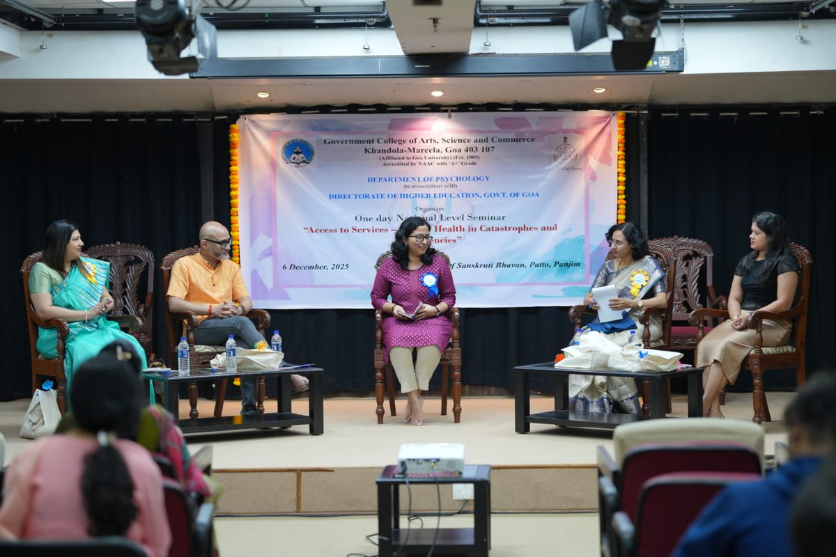 GCASCKhandola's tweet photo. The Dept. of Psychology, GCASC Khandola, in collaboration with the Directorate of Higher Education, Goa, organized a National Level Seminar on “Access to Services: Mental Health in Catastrophes & Emergencies” on 6 Dec 2025 at Sanskruti Bhawan, Panaji.
#gcasck #MentalHealth https://t.co/WJDdTQ6vNx