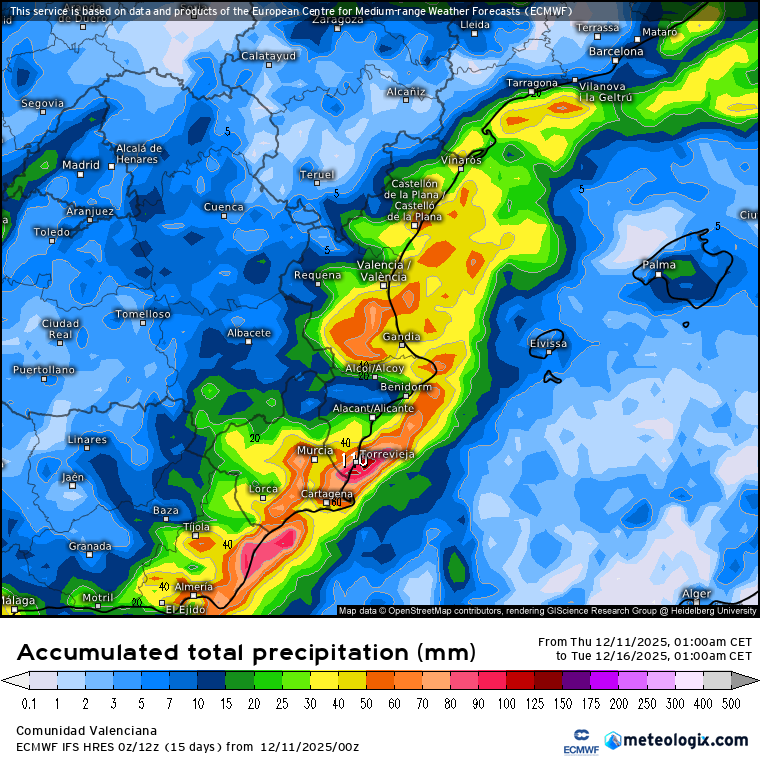 JaumeAC's tweet photo. Acumulació de precipitació fins dilluns #ECMWF https://t.co/KowoCqaG0X