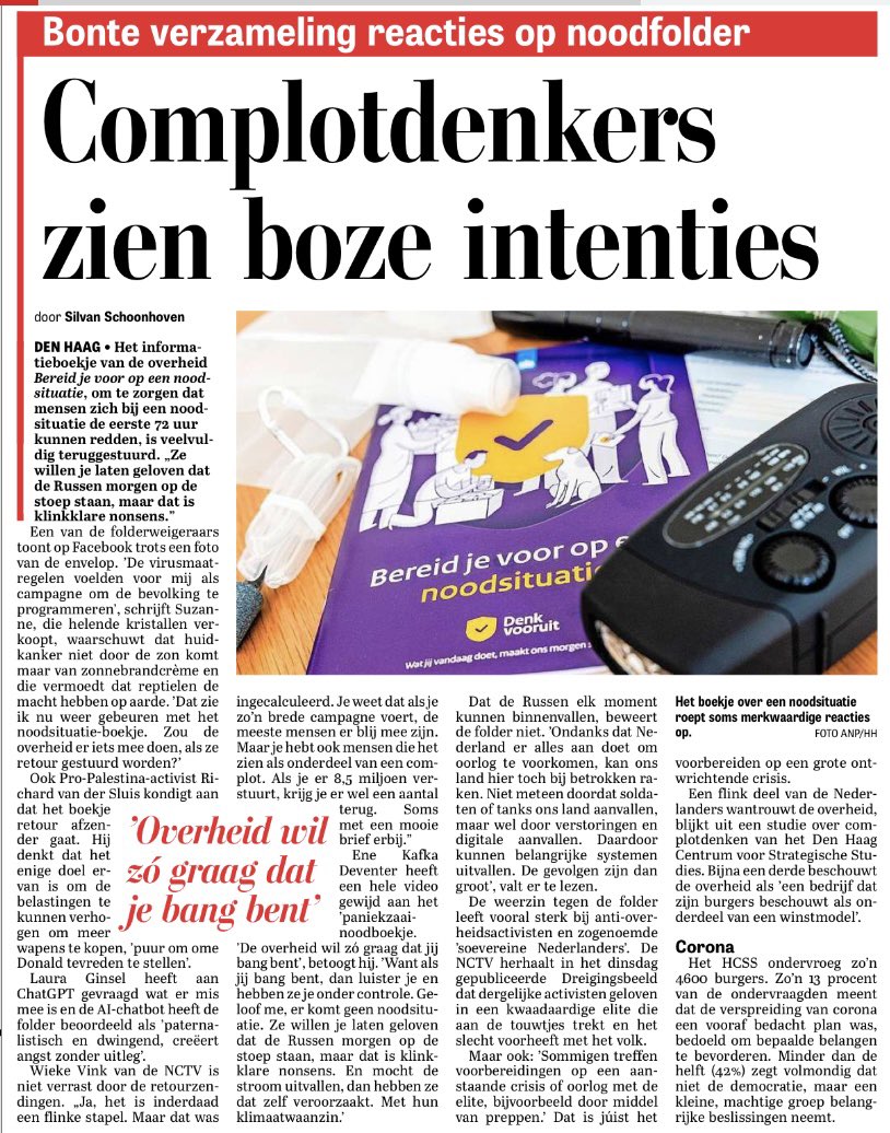 hsdvries's tweet photo. NCTV: heel veel folders retour. En terecht. Overheid verzwakt door ondoordachte energietransitie onze energievoorziening en gaat daarna de burgers angsten aanpraten. Wanbeleid in optima forma. https://t.co/Sr7arUGm03