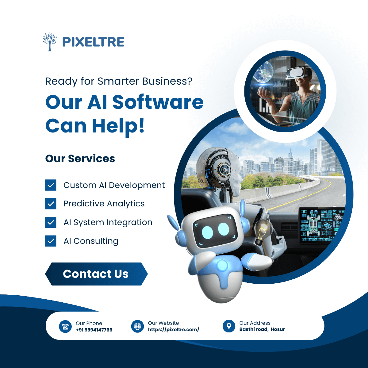 Pixel_Tre's tweet photo. ✨ From automation to prediction systems — we build AI that fits your business needs perfectly.
🔒 Pixeltre Solutions provides secure, robust, and scalable AI solutions that support growth and long-term success.

#PixeltreSolutions #HosurAI
#HosurBusiness #HosurIT #HosurTech https://t.co/Er64NFskBE