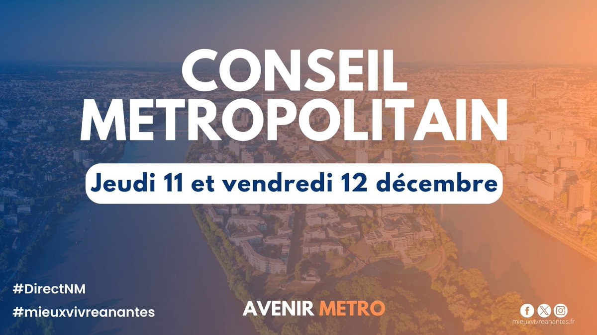 Nos conseillers métropolitains seront présents aujourd'hui à partir de 14h au Conseil Métropolitain de <a href="/NantesMetropole/">Nantes Métropole</a> 

Pour suivre les débats en direct : metropole.nantes.fr/directnm