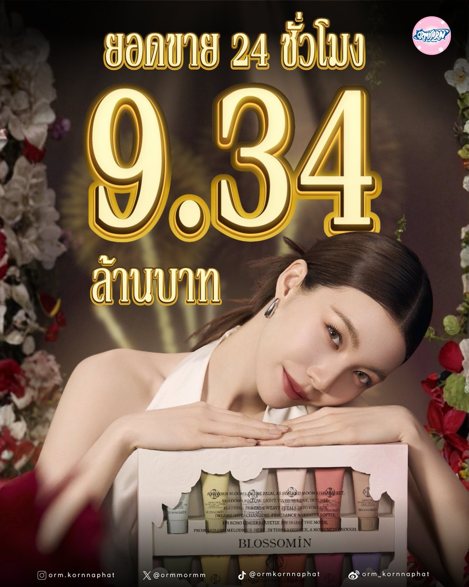 ORMKORNHOMETH's tweet photo. 🎉BLOSSOMIN X ORMKORNNAPHAT สรุปยอดแฮนด์ครีมน้องออมใน 24 ชั่วโมงแรก สามารถทำยอดรวมไปได้ 9.34 ล้านบาท สมมงแบรนด์แอมอย่างคุณหนูน้องออมสุดๆ🎉

📈สรุปผลประกอบการสำหรับในครั้งนี้
▪️เปิดขายเพียงวันแรกยอดขายรวมพุ่งไปที่ 2,070,000 หยวน หรือประมาณ 9.34 ล้านบาทไทย มีน้ามตากับสิ่งนี้มากๆนะคะ ทุกคนเก่งกันมากๆเลย

▪️สรุปยอดต่างๆสำหรับชั่วโมงแรกใน  Taobao และ Douyin:
- ยอดขายสะสมพุ่งแตะ 1,200,000 หยวน (5 ล้านกว่าบาทไทย)
- Flagship Store ยอดโตแบบพุ่งกระฉูด 1200% จากปีก่อน
- ยอดขายรวมมากกว่า 50,000 ชิ้น

▪️น้องออมขึ้นอันดับ 1 ในหมวดผลิตภัณฑ์ดูแลร่างกายส่วนบุคคล บนแพลตฟอร์มของ Douyin อีกด้วย🎉

#BLOSSOMINxOrmTouchofBloom 
#OrmKornnaphat #ออมกรณ์นภัส
@ormmormm