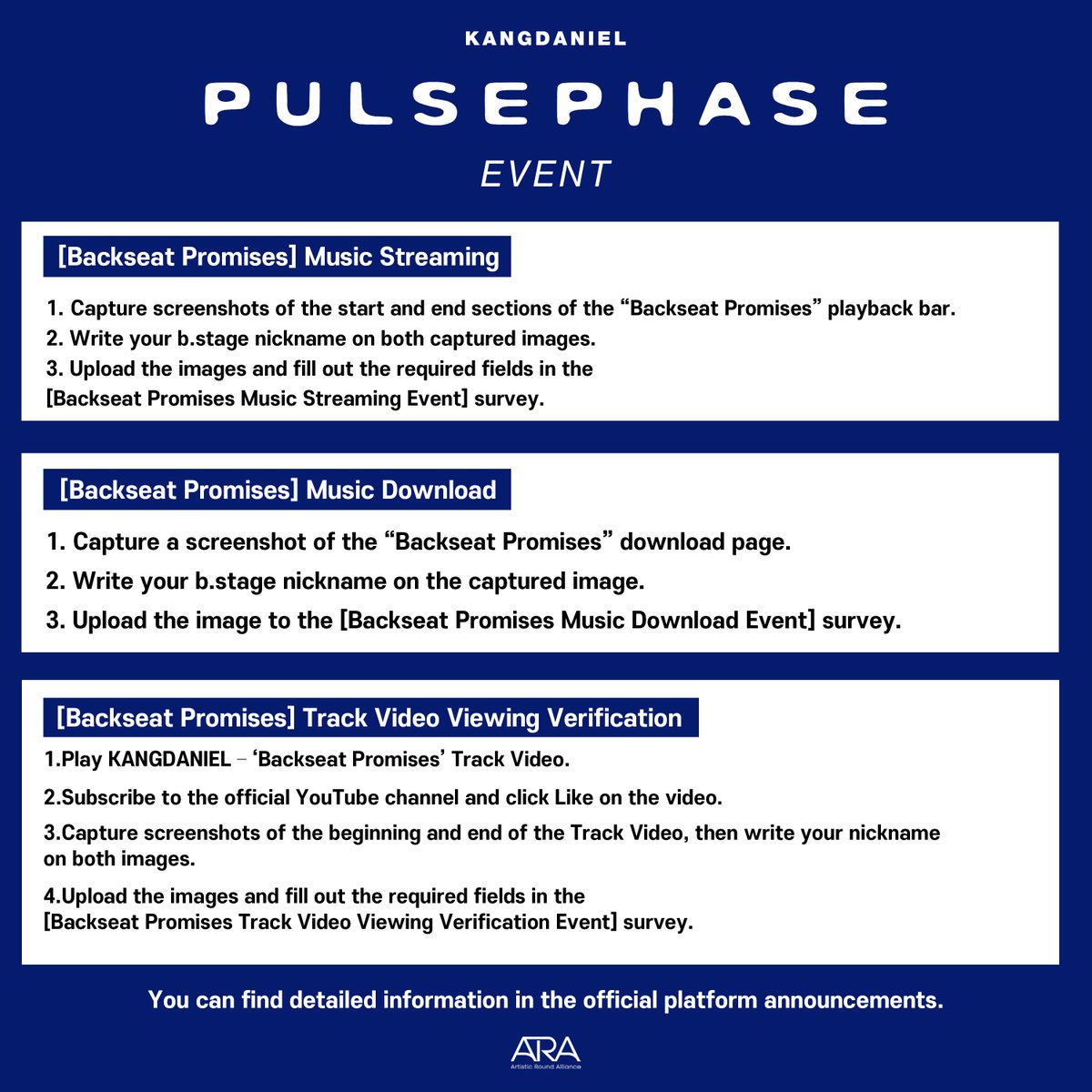 [📢] 강다니엘(KANGDANIEL) SPECIAL ALBUM [𝐏𝐔𝐋𝐒𝐄𝐏𝐇𝐀𝐒𝐄] 발매 기념 이벤트(+ENG)

자세한 내용은 강다니엘 OFFICIAL PLATFORM에서 확인해 주세요
🔗 kangdaniel.bstage.in/contents/693a9…

#강다니엘 #KANGDANIEL
#PULSEPHASE #Backseat_Promises