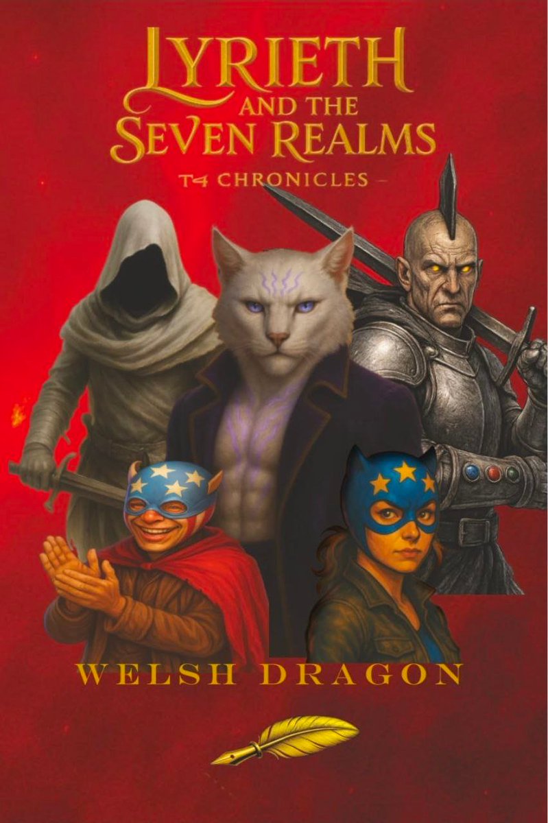 TonCatonTon's tweet photo. This is the launch of a series of books written by the legendary Welsh Dragon: 
Lyrieth and the Seven Realms — T4 Chronicles. 
Loyalty, love, sacrifice — tested against powers older than their world. 
To save Lyrieth, T4 must do more than endure… They must defy their makers.
Join the T4 gang, Hood, Tcat, ST6, & Idiot as the storm-lines fracture, the wanderer walks, a storm beast awakens & a blade stands unbroken. 
The Architects won’t see what's coming. 
Available now on https://t.co/qg17dq2e3c
https://t.co/ybrCyGUzPz?