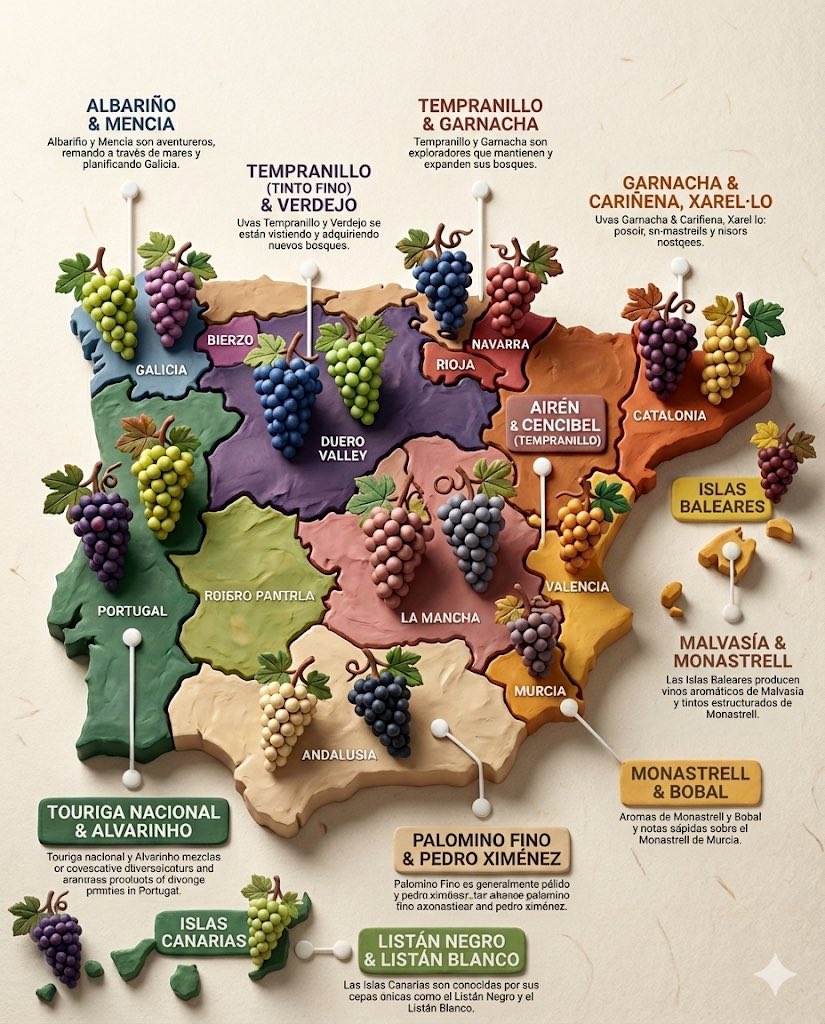 GuardianofWine's tweet photo. Un viaje por el alma vitivinícola de la Península.
¿Sabías que la Península Ibérica alberga una de las mayores diversidades de uvas autóctonas del mundo? 🍇✨ https://t.co/cnvoKJFJfr