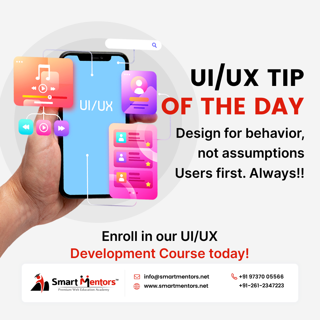 smart_mentors's tweet photo. Most beginners design based on what looks coolโnot how real users behave. Smart Mentors helps you break that habit fast. Learn to design with user behavior, not guesswork.
Join: https://t.co/j4jC7YkbJF
#UIUXTips #UIDesign #UXMindset #WebDesign https://t.co/hhnQKZzhn7