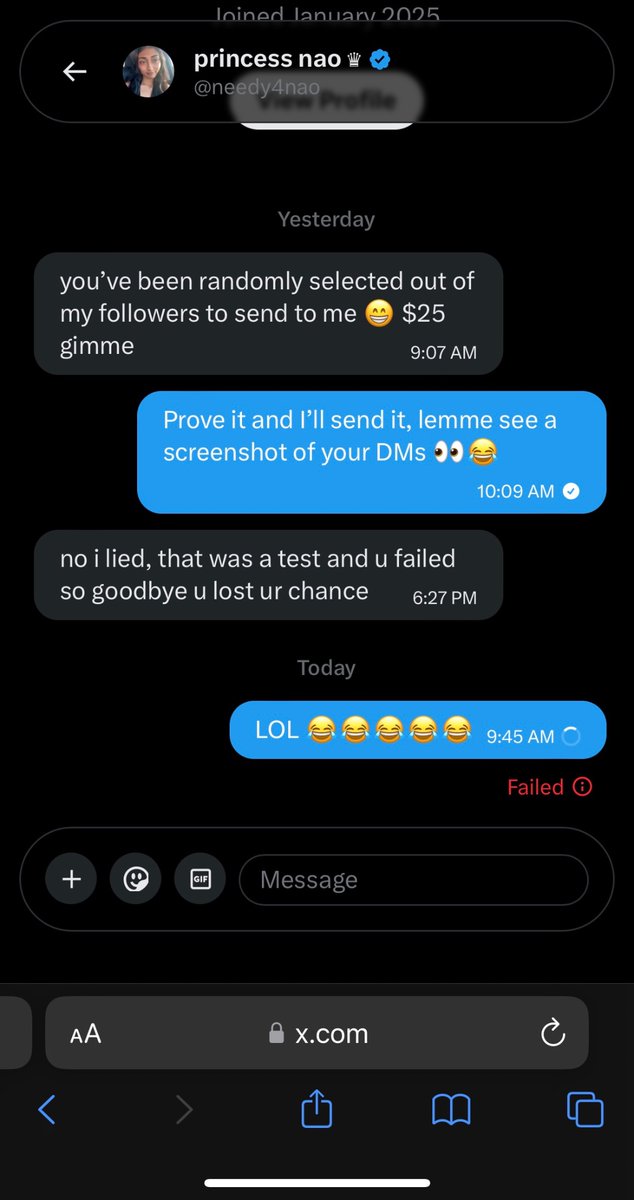 Like how does any sub even believe this when she’s probs copy and pasted the same message to every sub she could find?! AND she has 9k followers LOL

<a href="/needy4nao/">nao ♛</a> 

findom femdom paypig