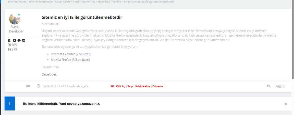 Nereden nereye. 2011'de IE kullanımını önermişiz. Türkçe içeriklerin çok az olduğu zamanlarda bir portal ile çözüm üretmeyi amaçlamıştım. Düşündüklerimi tamamen yerine getiremedim ama yıllardır üretmek ve toplumsal gelişim için çabaladım. Bugünün ihtiyaçları artık daha farklı.