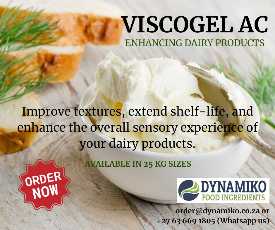 DynamikoFoodIng's tweet image. VISCOGEL AC - The clean, gluten-free starch solution that elevates texture, stability, and creaminess in yoghurt, processed cheese, sauces, desserts, and fillings.

Pricing &amp;amp; Orders: 📧 order@dynamiko.co.za

#GlutenFreeStarch #TextureEnhancer #FoodFormulation