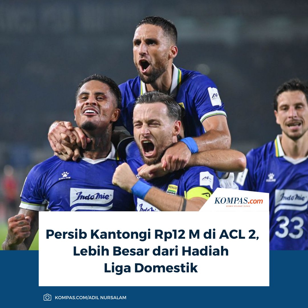 kompascom's tweet photo. Pemasukan Persib bertambah setelah tim berhasil lolos ke babak 16 besar ACL 2 2025-2026. Seluruh pendapatan dari AFC mencapai 730.000 dolar AS. atau setara dengan sekitar 12,1 miliar rupiah.
Baca selengkapnya: https://t.co/0uqbI6WUwl
~RS #Persib #ACL2 #16besar https://t.co/8YvfDTBLxn