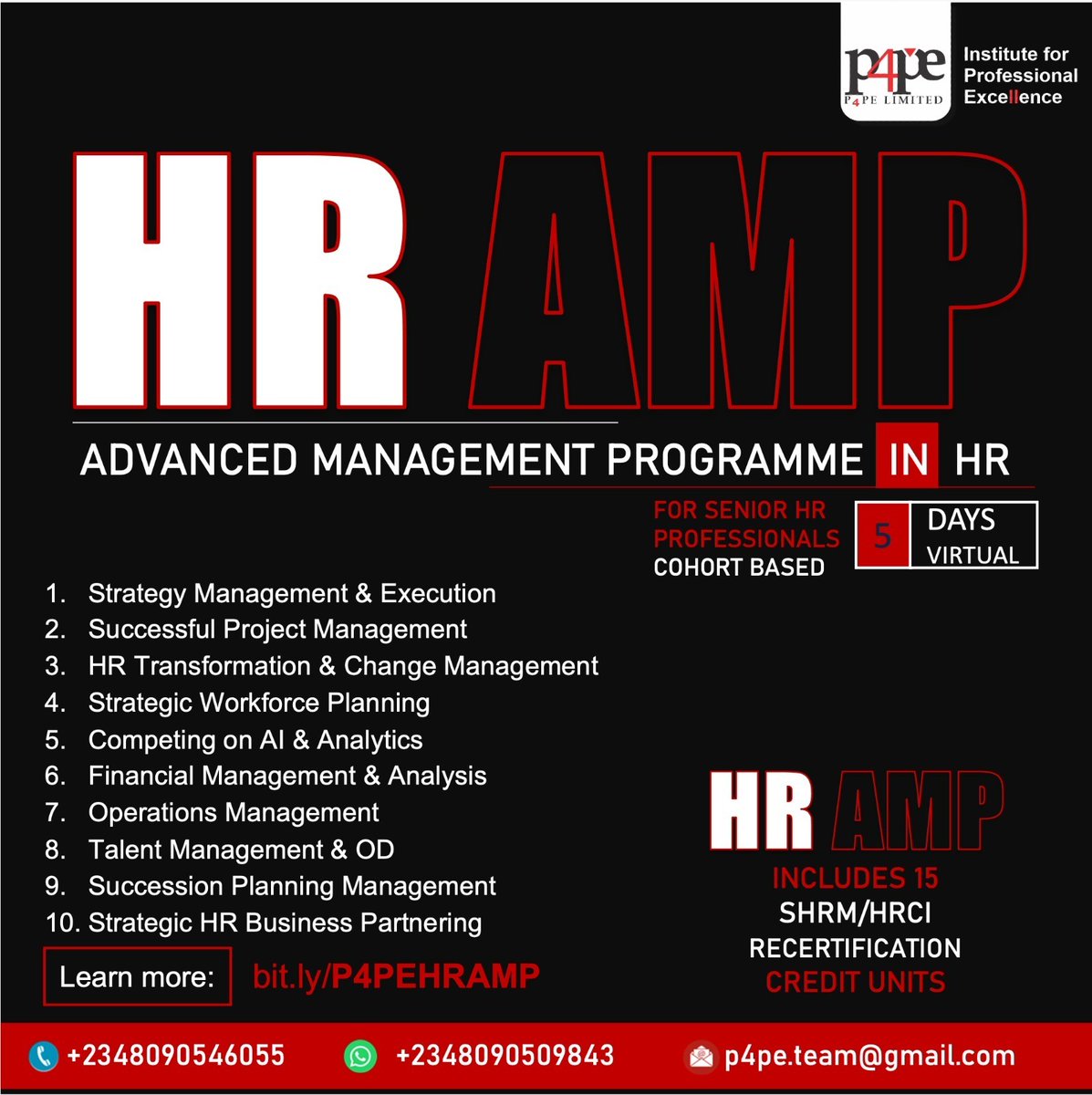 P4PEtwt's tweet photo. Step up — lead HR with strategy, not just experience.

Join the Advanced Management Programme in HR (AMP-HR) to gain global insights, 15 recert credits &amp; practical tools to influence decisions and drive transformation.

Enroll: https://t.co/IdMhEl4m5j
#HRStrategy #AMPHR https://t.co/J4LAoxAPPw
