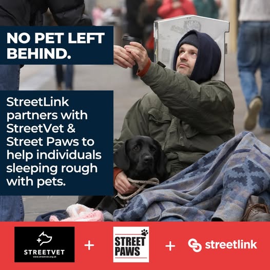 Pets are often a lifeline for people experiencing homelessness, bringing warmth, comfort and companionship through the toughest times. 

If you see someone sleeping rough, submit an alert at streetlink.org.uk, and don’t forget to tick the box if they have a pet.
