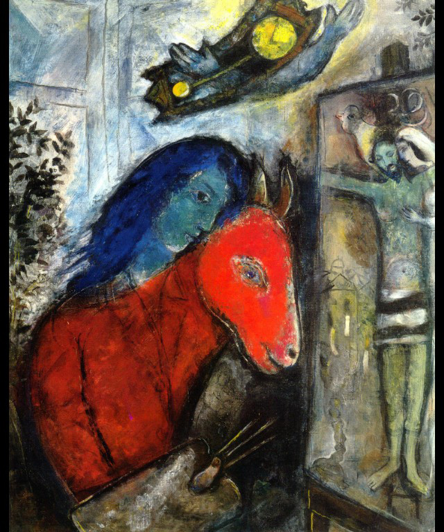 Self Portrait with a Clock In front of Crucifixion #artbots #chagall