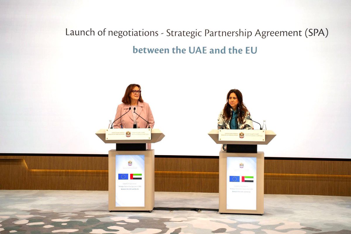 dubravkasuica's tweet photo. Today, we mark a major milestone in 🇪🇺–🇦🇪 relations. I am truly honoured to launch negotiations for a Strategic Partnership Agreement and announce this together with you, H.E. Lana Nusseibeh.

We are committed to building a modern, comprehensive, and ambitious framework that will deepen and broaden our cooperation across key areas: research and innovation, energy, digital, security, connectivity, and people-to-people exchanges.
