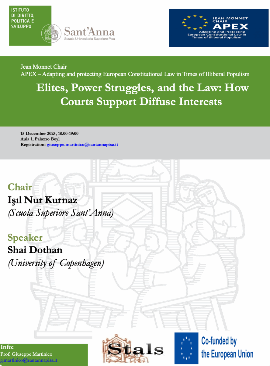 isil_kurnaz's tweet photo. If you're around on Monday and if you wish to discuss how courts relate to diffuse and concentrated interests alongside compliance issues, we'll be over there. @StalsPisa https://t.co/XUPULWVVYP