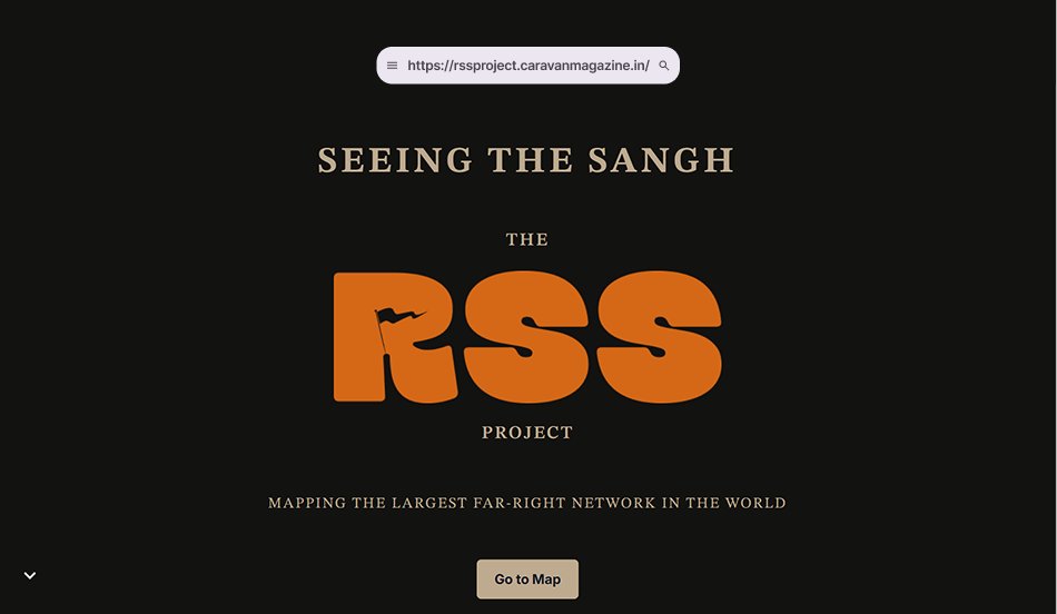 The RSS Project is out now!

Explore the network map here: rssproject.caravanmagazine.in

For a deeper reflection on why such an intervention is necessary, see Felix Pal’s (<a href="/FelixPal8/">Felix Pal</a>) essay, “Exposing the largest far-right network in history”, read here: caravanmagazine.in/politics/unvei…