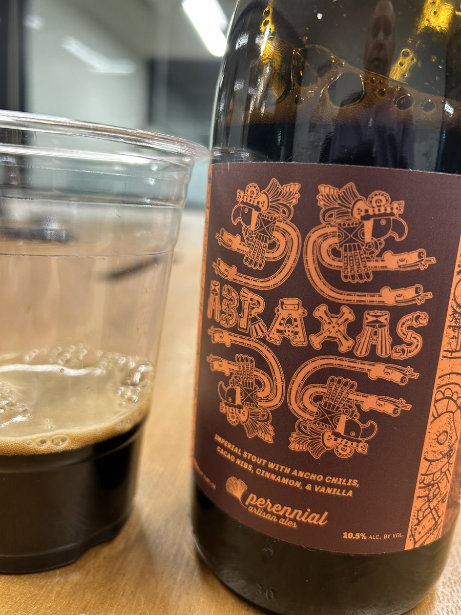impopsy's tweet photo. Fantastic bottle share at work featuring #stouts from @PerennialBeer @TransientAles @kanebrewing and @FortGeorgeBeer All great, but the Abraxas takes the nod. @ephoustonbill @itsbeer4me @keefmullin @HotSauceBlogger @Kubrickx @pejacoby @deannullec @MikeSlomba Sharing cheers! https://t.co/cfDRZTj8wZ