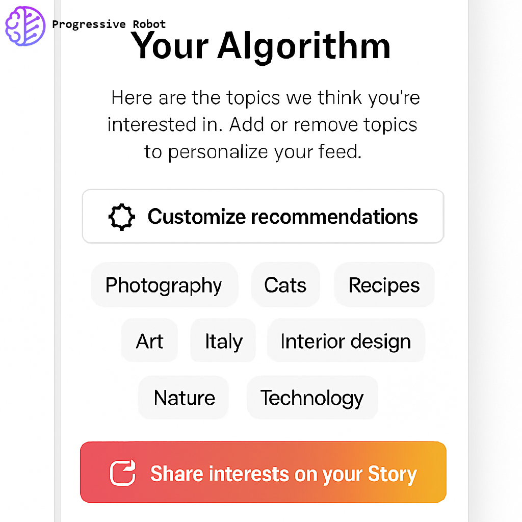 ProgresiveRobot's tweet image. Instagram&apos;s new &apos;Your Algorithm&apos; tool allows users to customize their Reels recommendations by choosing topics of interest. This provides a more personalized experience and follows TikTok&apos;s similar feature. #Instagram #Reels #Algorithm #Customization