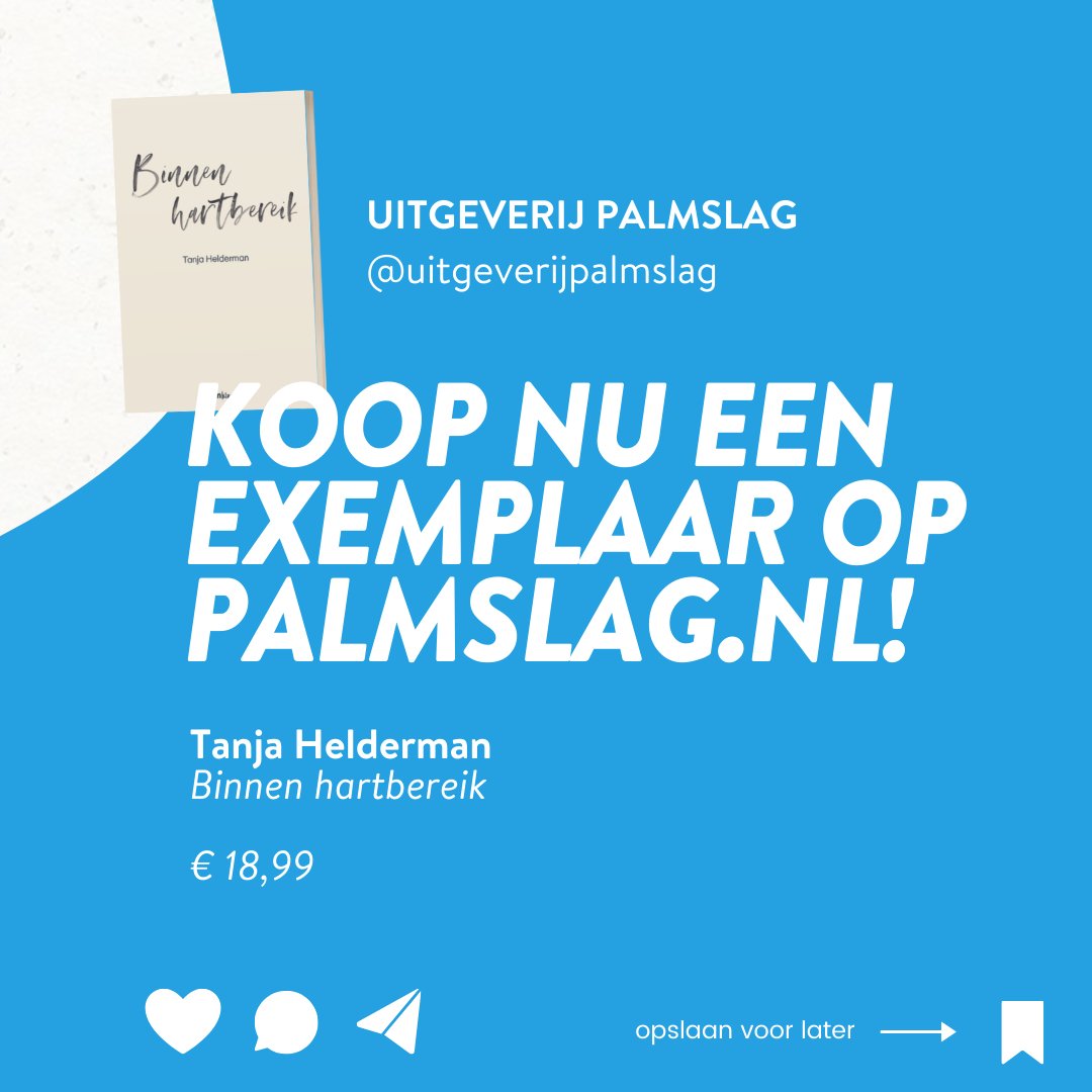 ONTDEK: Tanja Heldermans uitzonderlijk sterke dichtbundels, zoals ‘Binnen hartbereik’ ✨ 

🧭  Laat de gedichten uit ‘Binnen hartbereik’ jouw helende wegwijzers zijn.

📚 Bestel ‘Binnen hartbereik’ van Tanja Helderman nu via palmslag.nl/boeken/binnen-…