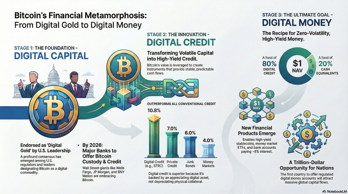 StrategyArchiv's tweet photo. Bitcoin is now Digital Capital according to @saylor.

That framing captures what Bitcoin has become far better than the old narratives about digital cash.

For years we called Bitcoin a store of value, but that phrase describes a property rather than a purpose. Digital Capital clarifies what it actually represents.

Bitcoin’s highest value lies in being sovereign savings, pristine collateral, and a durable foundation that individuals and companies can build on. 

Uncensorable transactions matter because they protect the integrity of the network, but they are secondary to its role as Digital Capital.

Briljant move, easy to understand for institutions worldwide.