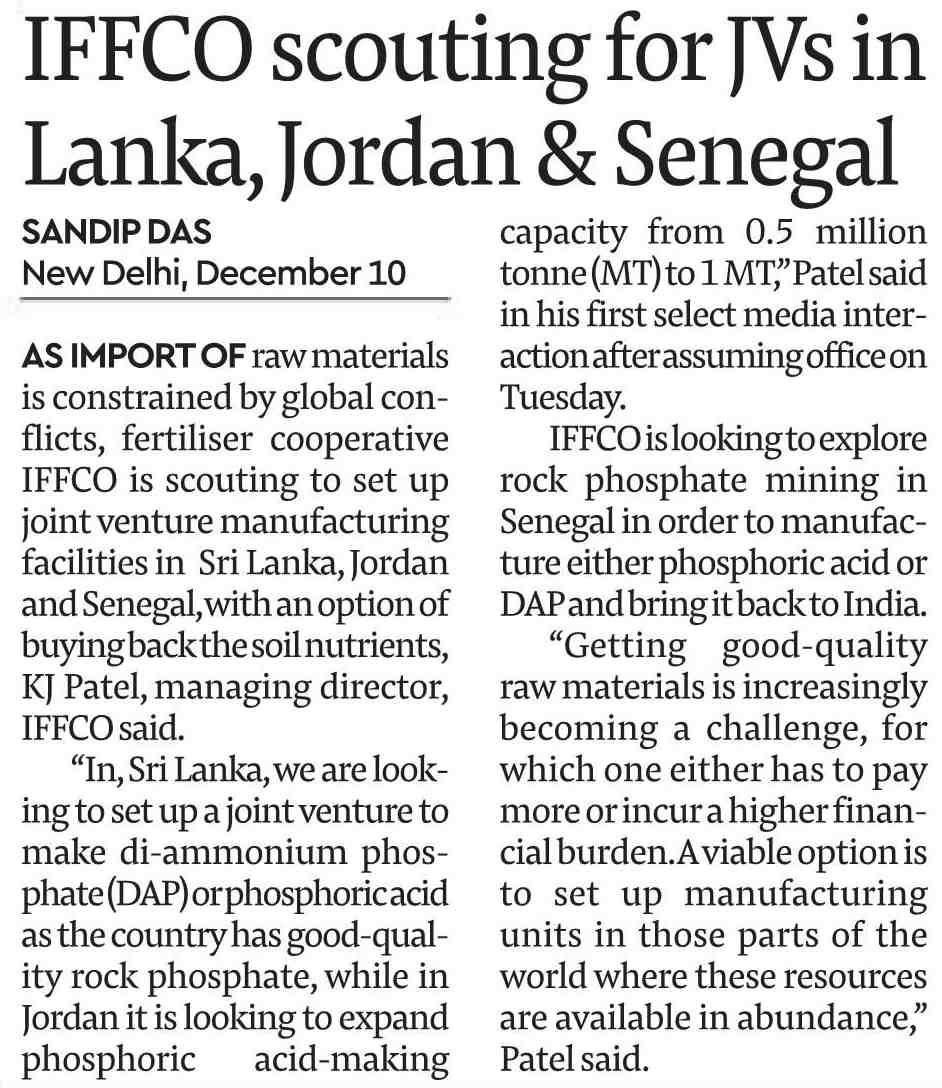 KiritkrJPatel's tweet photo. I am pleased to share the my recent interaction with Mr. Sandip Dass, Senior Journalist & Expert in covering Agri related matters and coverage in Financial Express highlighting IFFCO’s future focused strategy. The article accurately reflects our commitment to strengthening India’s fertiliser security while ensuring long-term value for our farmers.

As mentioned, IFFCO is actively pursuing strategic overseas investments to secure vital raw materials such as phosphate and potash. These initiatives are essential to reduce our dependence on volatile global supply chains, stabilise input costs, and ultimately provide more affordable fertilisers to Indian farmers. Our objective is clear to build a resilient and globally integrated ecosystem that guarantees reliable availability of quality plant nutrition products for the country.
At the same time, the transition towards innovative solutions particularly IFFCO Nano Fertilisers which requires a parallel focus on farmer education. 

While the Nano products have demonstrated strong efficiency, sustainability, and cost-effectiveness, their optimal use depends on correct understanding at the grassroots level. Therefore, we are intensifying our efforts through field demonstrations, trainings, FPO engagements, Krishi Vigyan Kendras, CSCs, drone didis, digital platforms, and cooperative outreach programs to ensure farmers are fully guided on dosage, application methods, it’s timing and the long-term benefits of Nano technologies.

IFFCO remains deeply committed to empowering farmers with the right knowledge, the right products, and the right price. New addition will be Nano NPK Granular. Together, with innovation, cooperation, and global partnerships, we are building a self-reliant future for Indian agriculture.