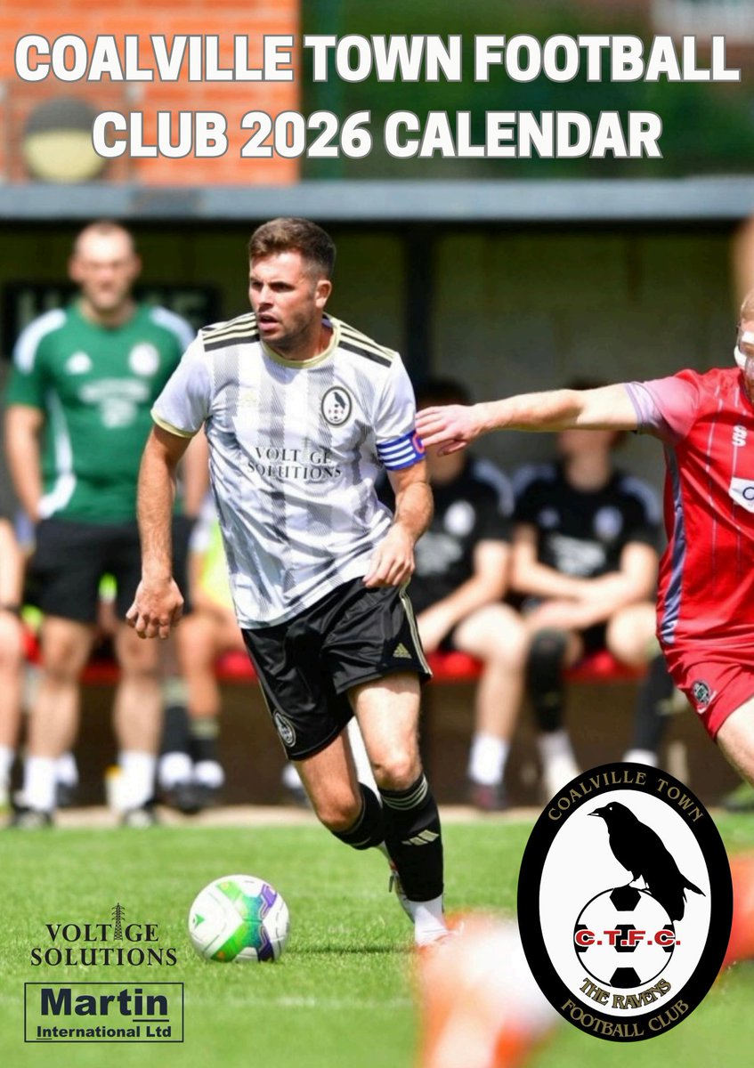 📅 2026 COALVILLE TOWN CALENDAR

Our new A4-size club calendar is out now with high-quality match images captured by Tasha Jackson Photography.

Pick one up for £10 at Saturday’s game vs Radford FC.

A great Christmas gift and a proper Ravens keepsake.

🖤🤍 #UpTheRavens