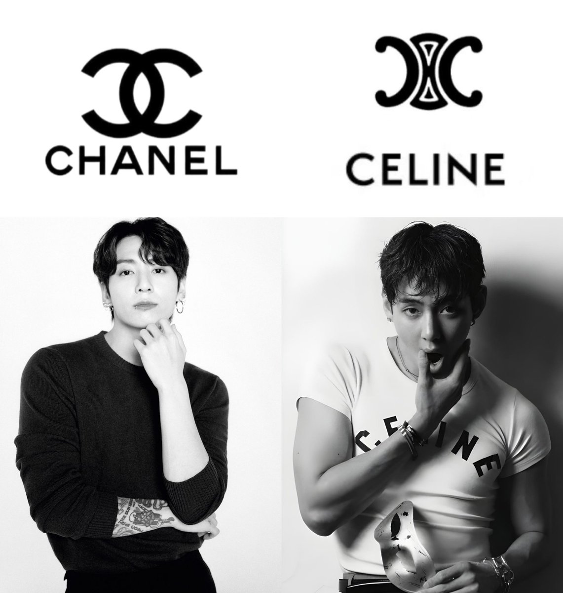 jungkovtae's tweet image. chanelboy                                          celineboy