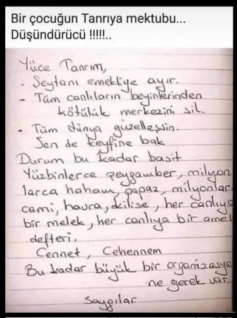 Âlim Hoca İmam Haham ve Papazların Kur'an dışı anlattığı uydurulmuş Din'in içeriğini çok güzel özetlemiş bir yorum.

Aklı başında olan bir kişi
#Kuranbananediyor
demekle meşgul olur.
