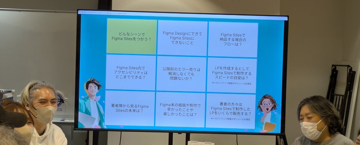 どんなシーンでFigma Sitesを使うか、トーク中…🗣️
ワイヤーフレームや、デモとして作成しクライアントに共有するという方も…！📝