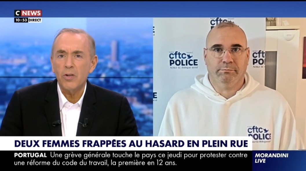 AxelRonde's tweet photo. Je suis intervenu sur le plateau du Morandini Live sur #CNews pour évoquer la lâche agression dont deux femmes ont été victimes près de la gare du Nord, par un individu qui rôdait dans le secteur. Il a été interpellé par les policiers de la brigade des transports parisiens. #CFTC https://t.co/GlMdq9Wxut