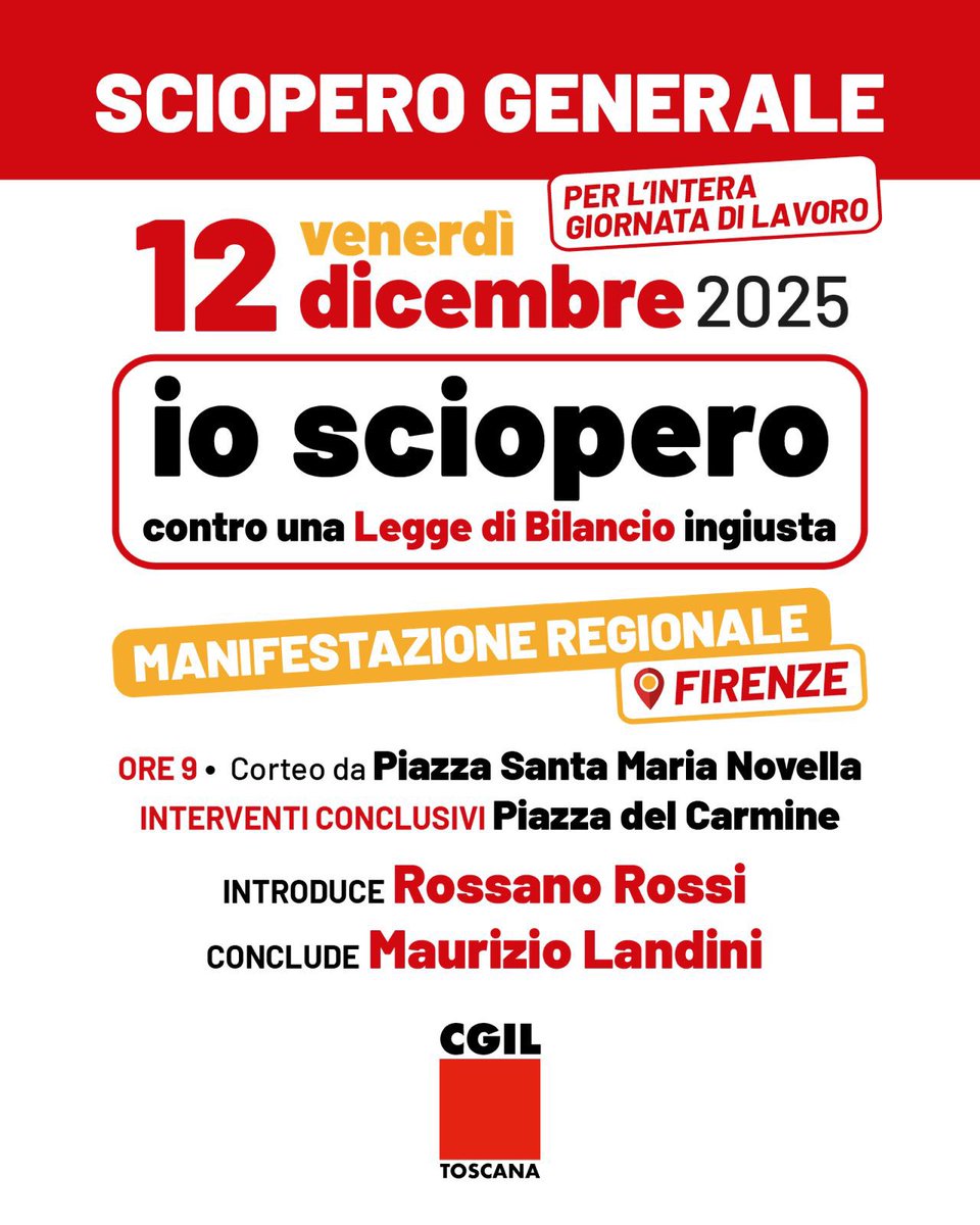 cgiltoscana's tweet image. ❌Rossano Rossi su @novaradiotunes presenta lo #scioperogenerale di domani col corteo a Firenze a cui parteciperà #Landini

👉 novaradio.info/2025/12/11/sci…