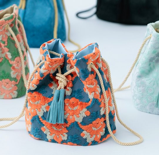 合歓様 【PUPU LAUKKU】金華山巾着 花柄 2Wayショルダーバッグ 金華山