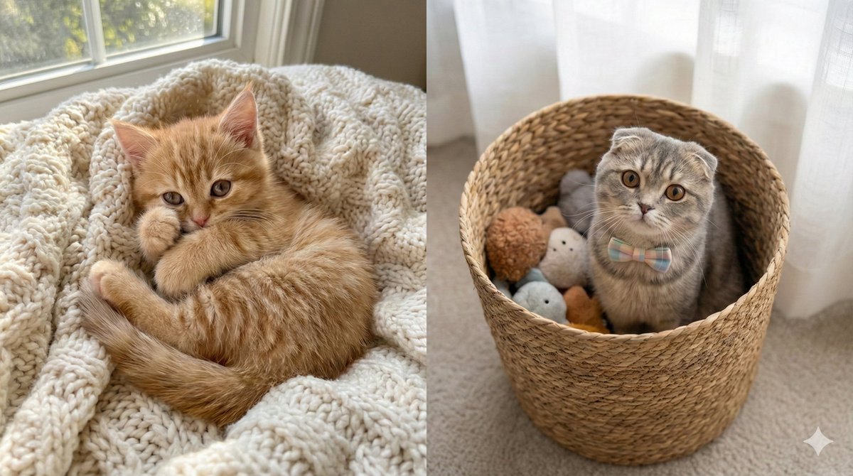 A tough choice moment: the "shy little burrito" on the left, or the "bowtie gentleman" on the right? 🤔 I declare I'll take both! How about you? 👇#Cats #OrangeTabby #ScottishFold #Cutepets #HardChoice