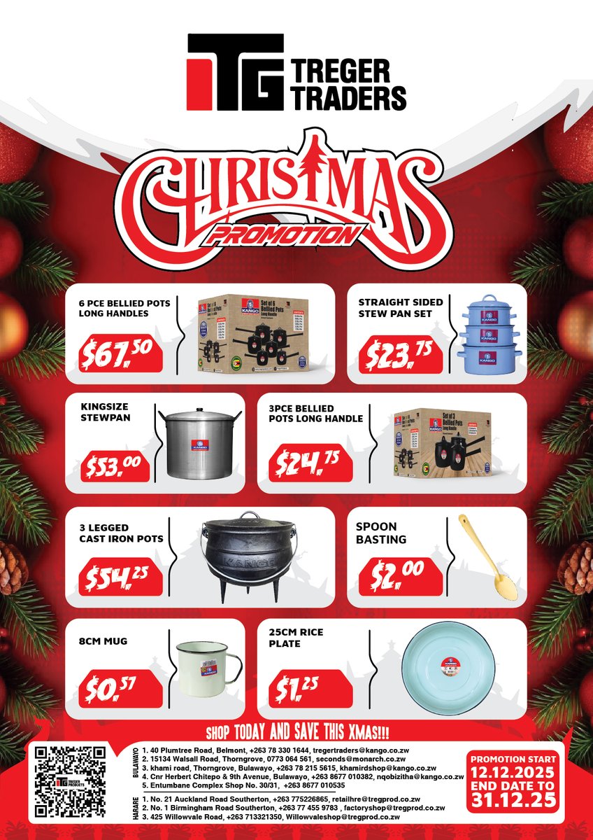 🎁This Christmas, deck your kitchen with our festive cookware! Perfect gifts and unbeatable prices await you! #HolidaySavings #TregerTraders #Kango to the people.