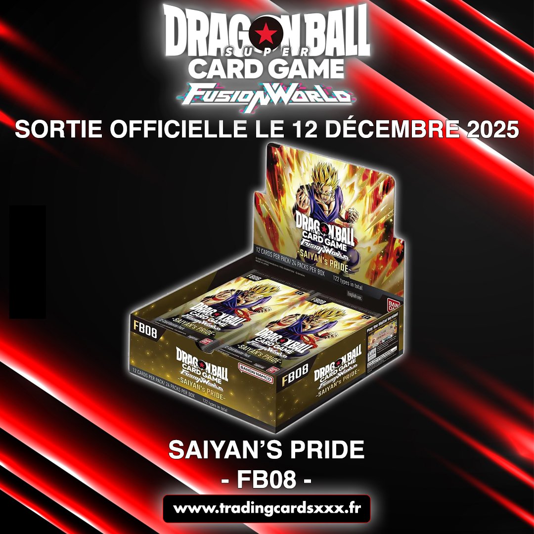 L'extension Dragon Ball Super Fusion World Saiyan's Pride est disponible sur le site.

tradingcardsxxx.fr/collections/dr…

#fb08 #saiyanpride #dbscardgame #dbscg #fusionworld