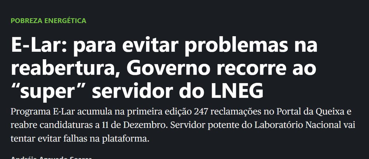 "E-Lar: para evitar problemas na reabertura, Governo recorre ao “super” servidor do LNEG"

Parece que o servidor fez greve
