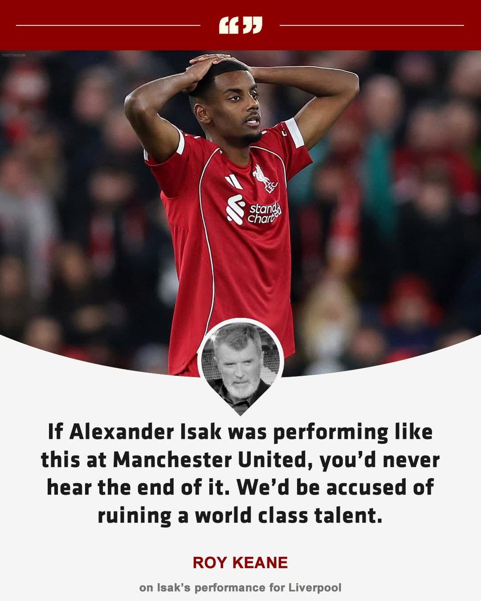 ShithouseryHQ's tweet image. 🗣️| Roy Keane claims the media would act different if Isak played for Manchester United