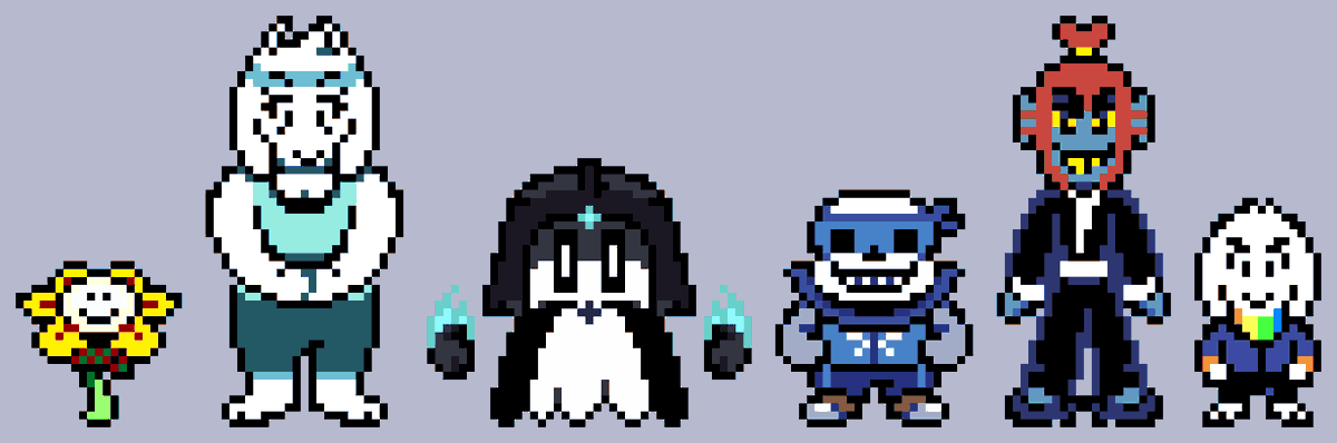 BallGameLvr1997's tweet photo. Quickly sprited some Papyrus role equivalents from some Undertale AUs (&amp; Takes) I liked
Wonder if people can guess them all https://t.co/SnEI96X5Gt