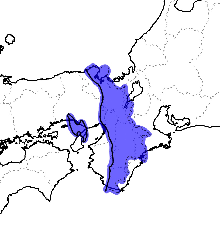 kyoutojin_bot's tweet photo. 「新潟は長い」言われたので、近畿を試しに重ねてみたらこれ

なんと京都府・大阪府・奈良県の大部分を覆いながら、日本海～太平洋まで貫通

新潟県、長すぎるし太すぎる https://t.co/859R3btSTT