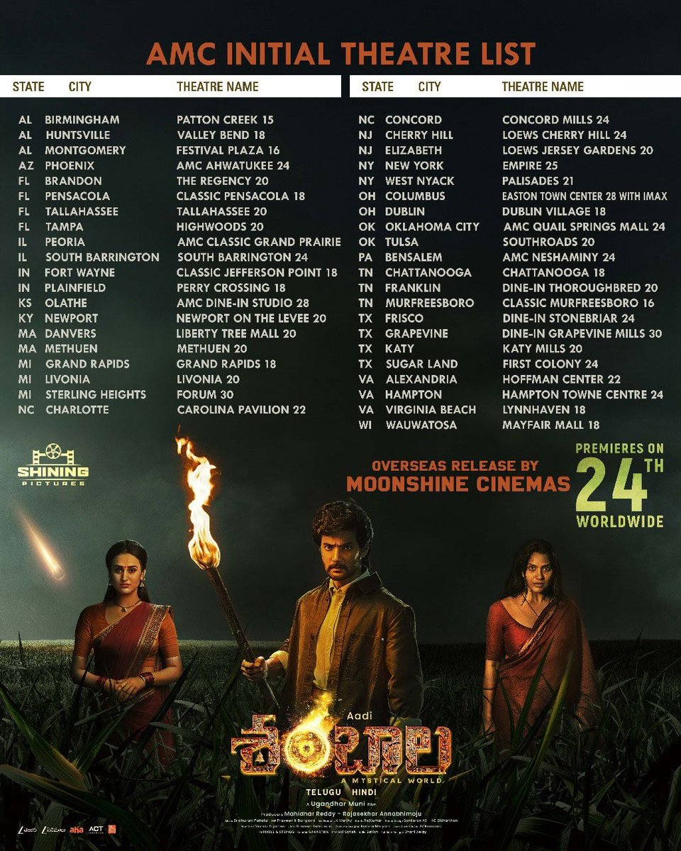 #Shambhala USA AMC theatres list is out 

US premieres on 24 December 🇺🇸

idlebrain.com/usschedules/sh…