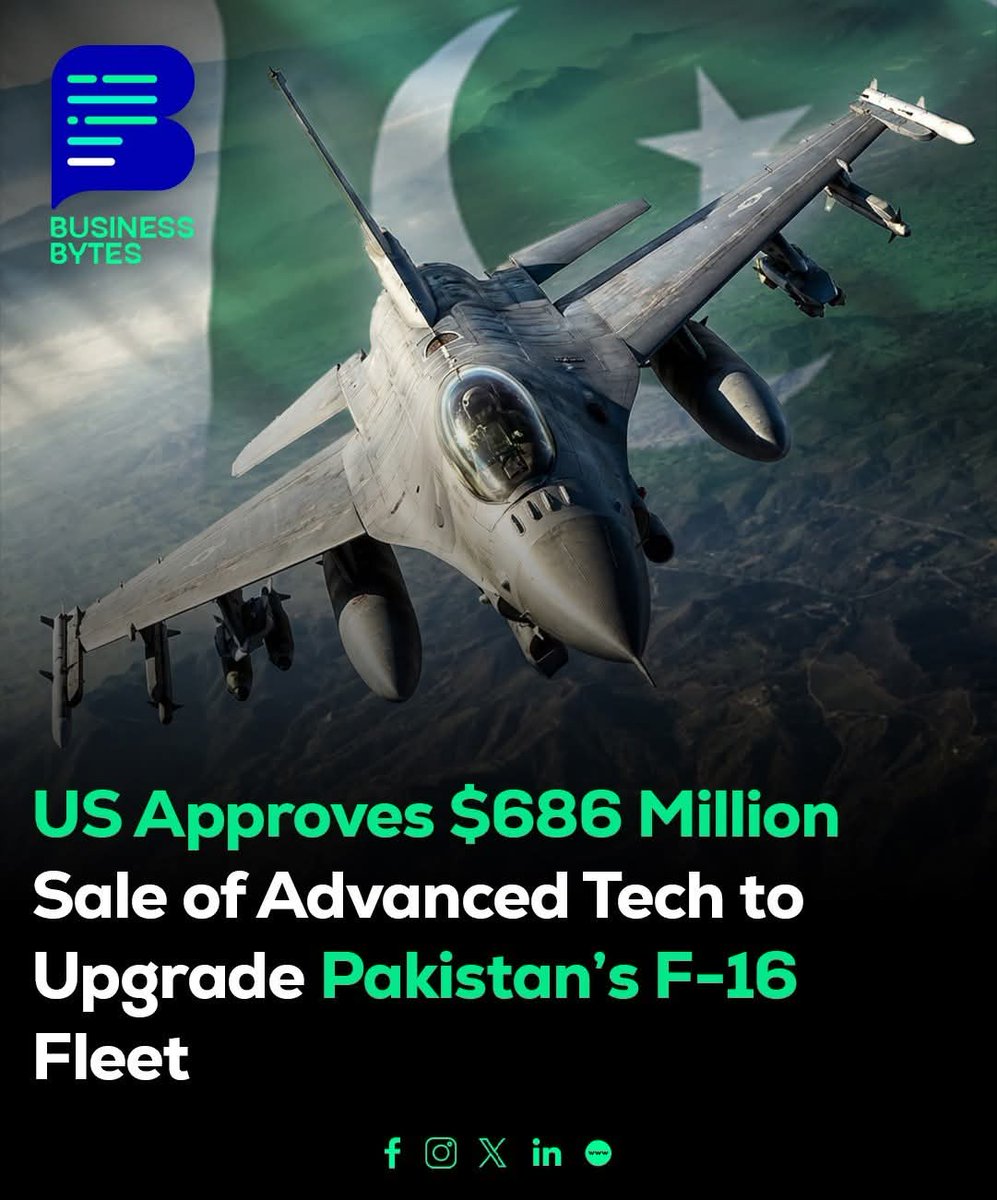 "US approves $686M sale of advanced tech to upgrade Pakistan's F-16 fighter jets! Includes Link-16 systems, avionics upgrades &amp; logistics support. A significant boost to Pakistan's defence capabilities! #Pakistan #Trump #PakistanArmy #DesafioDelSigloXXI