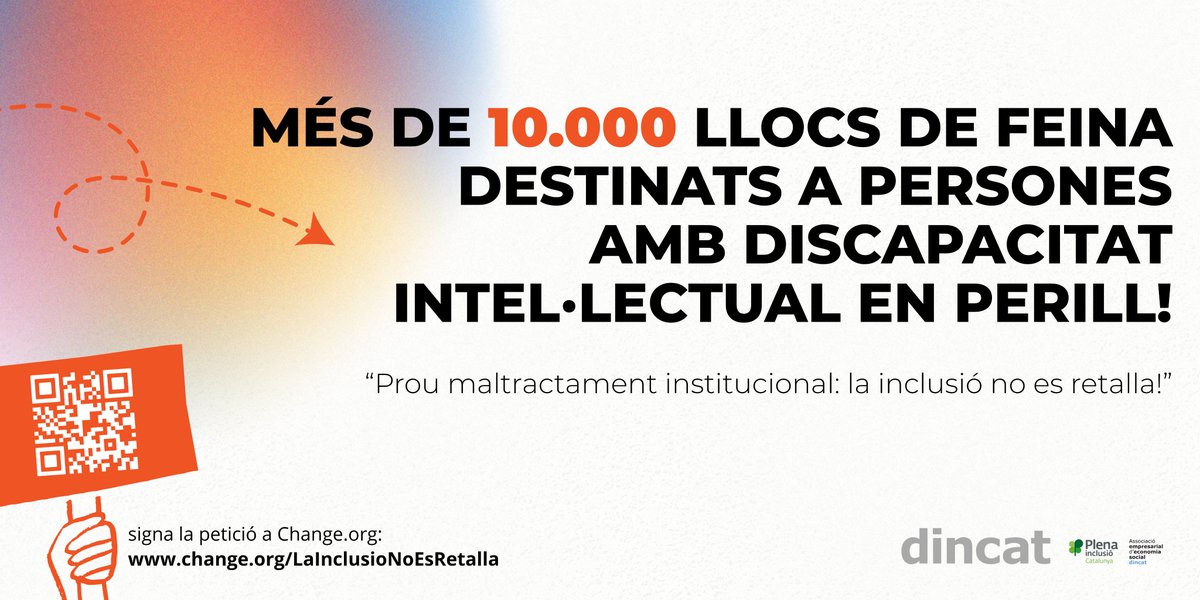 _dincat's tweet photo. 🖊️ Necessitem la teva veu!

Les retallades als CETIS posen en risc el suport laboral de milers de persones amb discapacitat intel·lectual.

🔗 Signa i comparteix: https://t.co/HsjrX068yL

#LaInclusióNoEsRetalla https://t.co/ixFO2b3m0M
