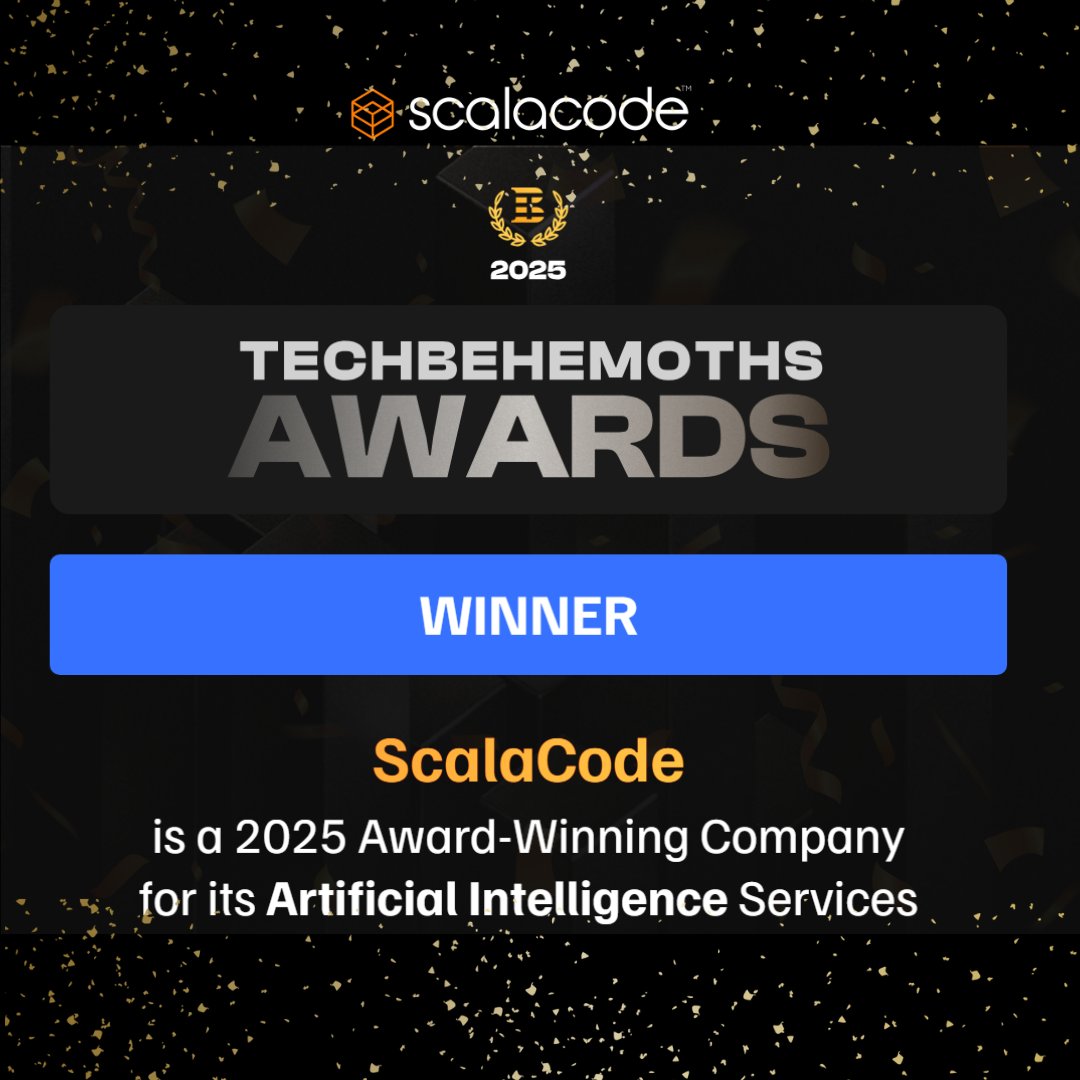 scala_code's tweet image. Exciting news! 
ScalaCode is a @TechBehemoths  2025 Award Winner for excellence in AI services! Huge thanks to our talented team &amp;amp; trusted clients. 
We&apos;re committed to delivering future-ready AI solutions that drive real business value. 

#ScalaCode #TechBehemoths2025 #AI #Awards