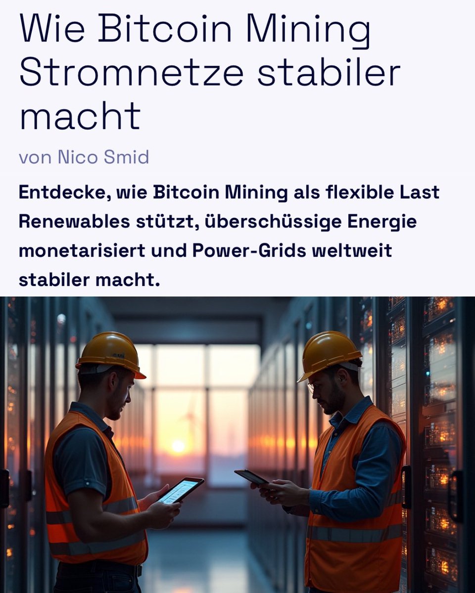 Entdecke, wie Bitcoin Mining als flexible Last Renewables stützt, überschüssige Energie monetarisiert und Power-Grids weltweit stabiler macht👇

terahash.space/wie-bitcoin-mi…
