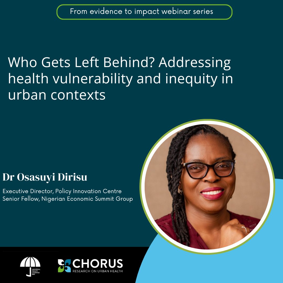ChorusUrban's tweet photo. Dr Osasuyi Dirisu highlights why we must take a comprehensive approach to supporting vulnerable groups by also considering the wider determinants of health and their impact on urban health systems #UHCDay https://t.co/WTj6qfRu0T