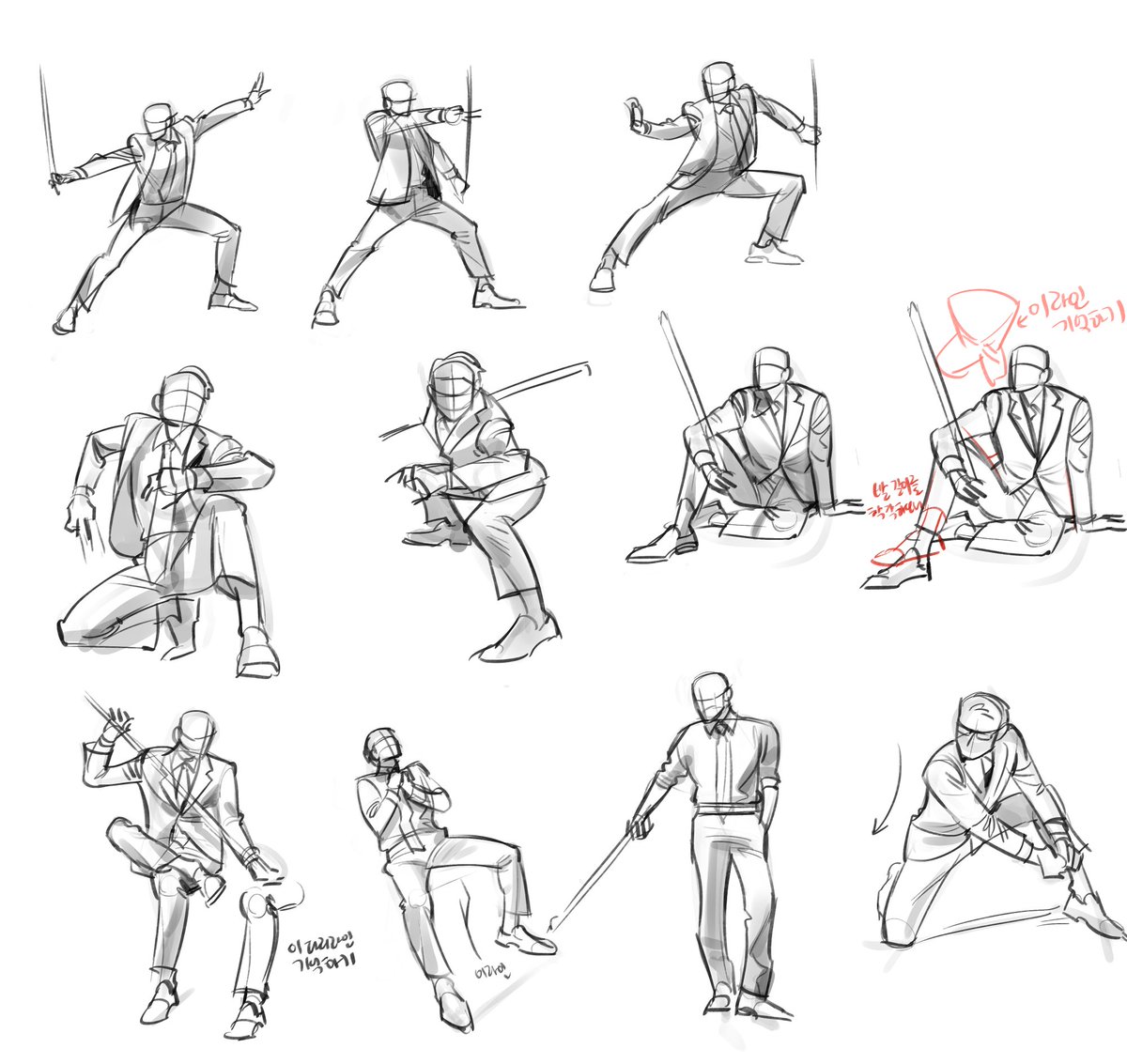 오늘의 제스처드로잉...
이번에는 <a href="/suits_action/">スーツアクションの人</a> 이 계정 추천을 받고 사진이랑 영상들을 크로키해봤습니다 확실히 동작이랑 수트 태가 좋더라구요...