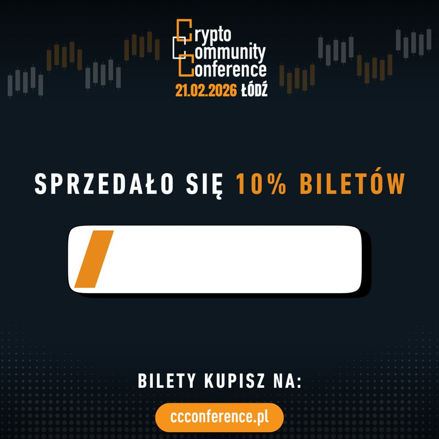 Sprzedaliśmy 10% biletów na <a href="/cryptoeventpl/">Crypto Community Conference</a> 
Dziękujemy za Wasze zaufanie!

Dowieziemy najmocniejsze wydarzenie na polskiej scenie #krypto 

Mamy już ogłoszenie 27 prelegentów - tu jeszcze mocno zaskoczymy, nazwiskami i zestawieniem paneli i debat 

Fantastyczna strefa Meet &amp;