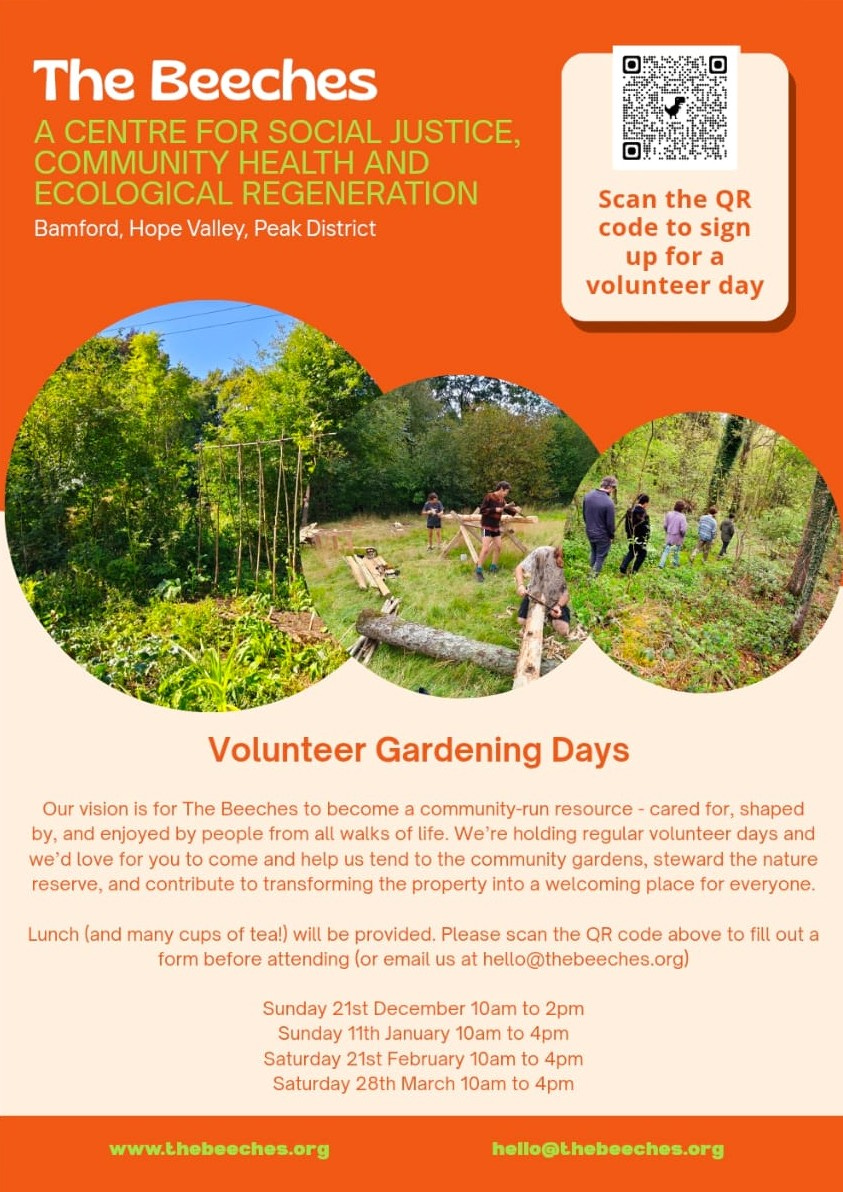 🌱 Volunteer Gardening Days at The Beeches!

Help revive the #community garden as The Beeches gets ready to welcome community groups from near &amp; far.
🕙 10am–4pm (normally - but check!)
📅 21/12/25 | 11/01/26 | 21/02/26 | 28/03/26

Sign up 👉 docs.google.com/forms/d/e/1FAI…