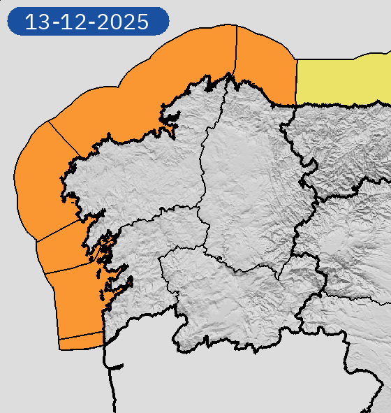 AEMET_Galicia's tweet photo. 11/12 12:06 AVISOS PASADO MAÑANA | Galicia: costeros. Nivel máximo de aviso: naranja.
Actualizaciones en https://t.co/nhkAcYuyem https://t.co/639uZhSJ6v
